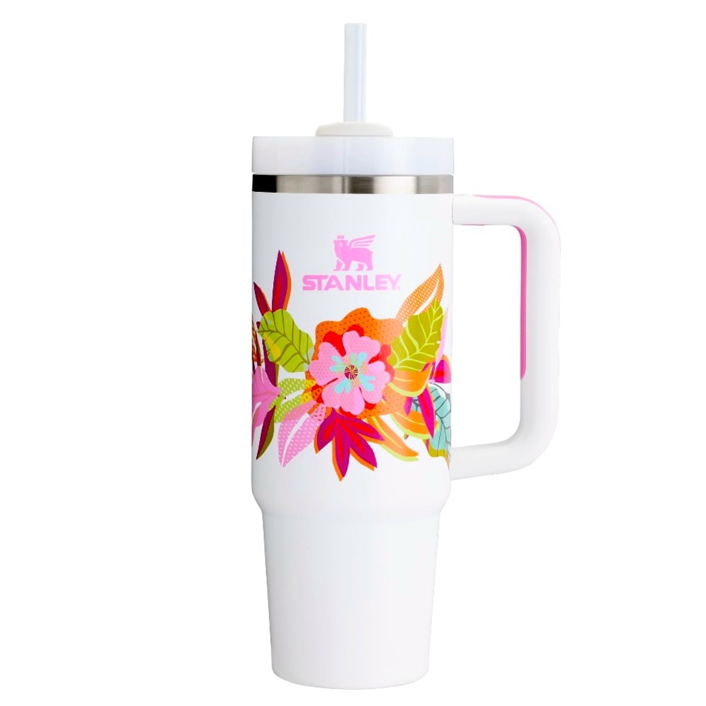 Stanley Frost White Tropic Flowers Mother’s Day Quencher 30 oz mug drinkware